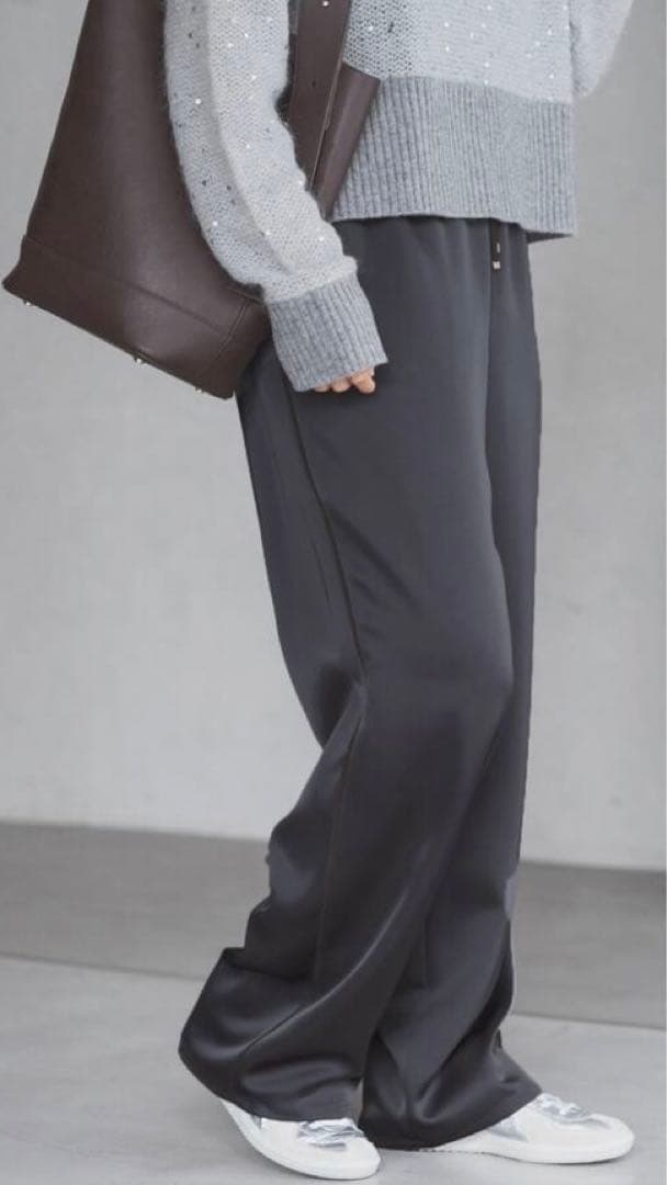 IENA ダブルサテン リラックスパンツ◆