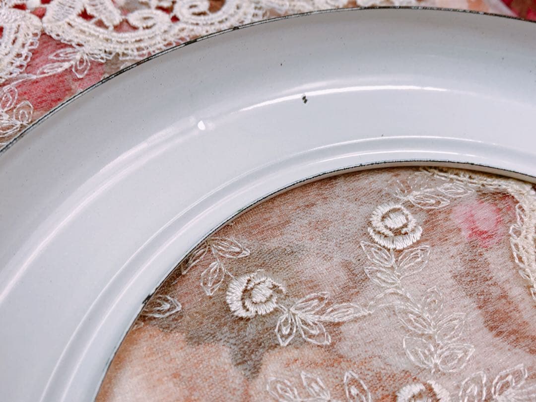 最終価格❣️フリルカバー付 イマンimaneイヴ ダスト缶 ホーロートラッシュ缶