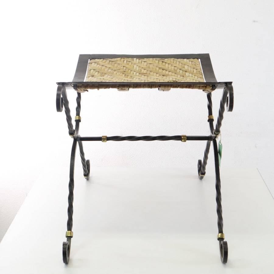 1980年代ヴィンテージ ラタン編み アイアン スツール クラシカル家具