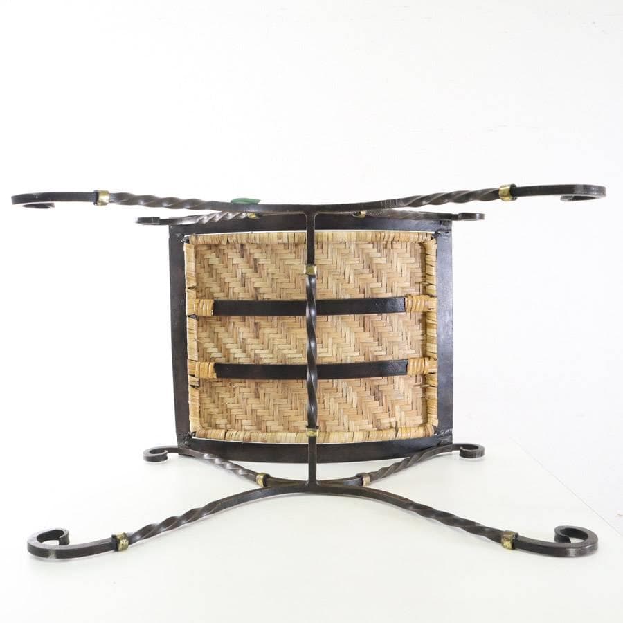 1980年代ヴィンテージ ラタン編み アイアン スツール クラシカル家具