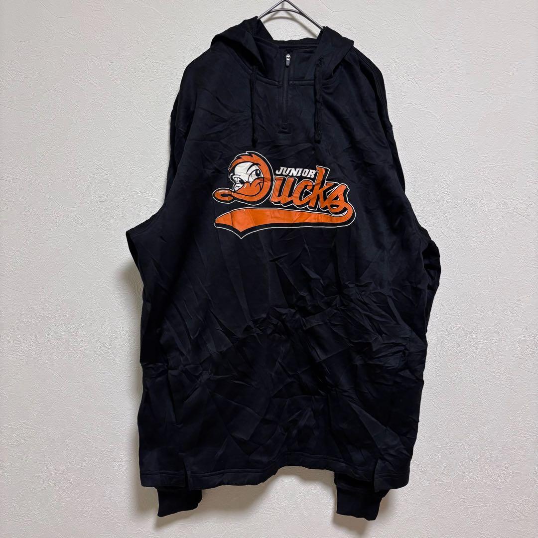 希少　パーカー　ウォームアップウェア ハーフジップ　海外古着【M】ブラック