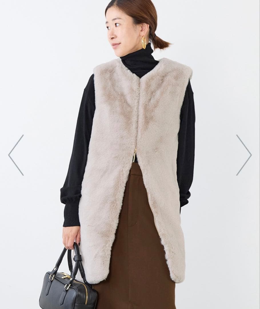 TATRAS エコファーノーカラーロングベスト　POLLINAサイズ2