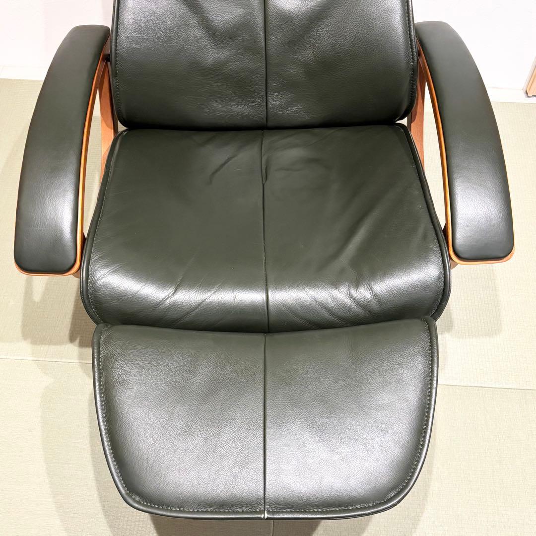 デンマーク製 KEBE ケベ 本革 リクライニングチェア KE ダークグリーン