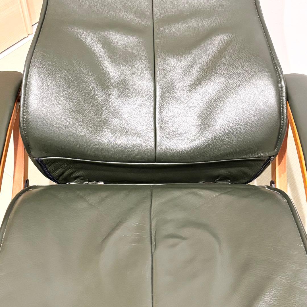 デンマーク製 KEBE ケベ 本革 リクライニングチェア KE ダークグリーン