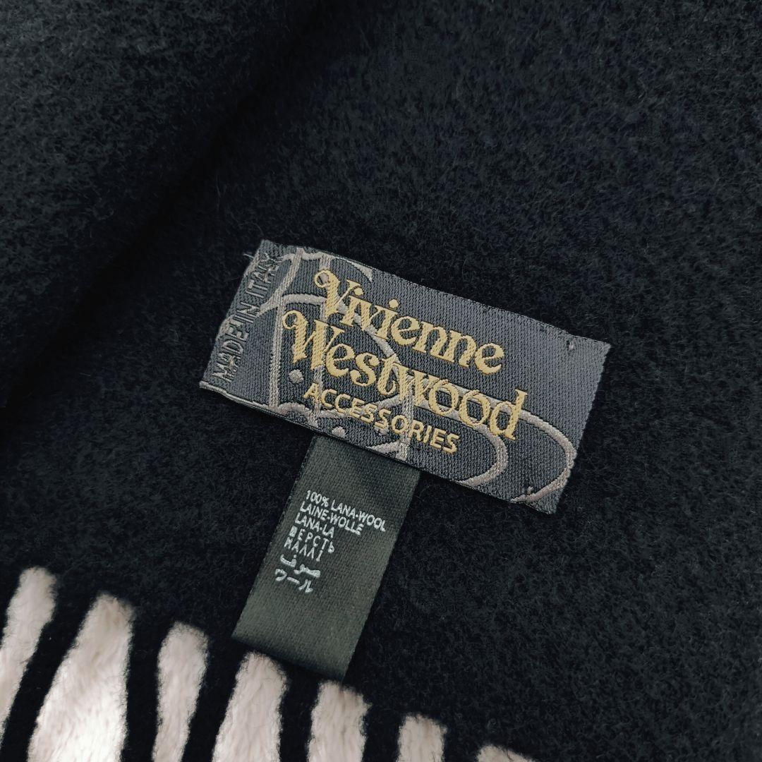 未使用 ヴィヴィアンウエストウッド ウール100％ マフラー 黒 wool