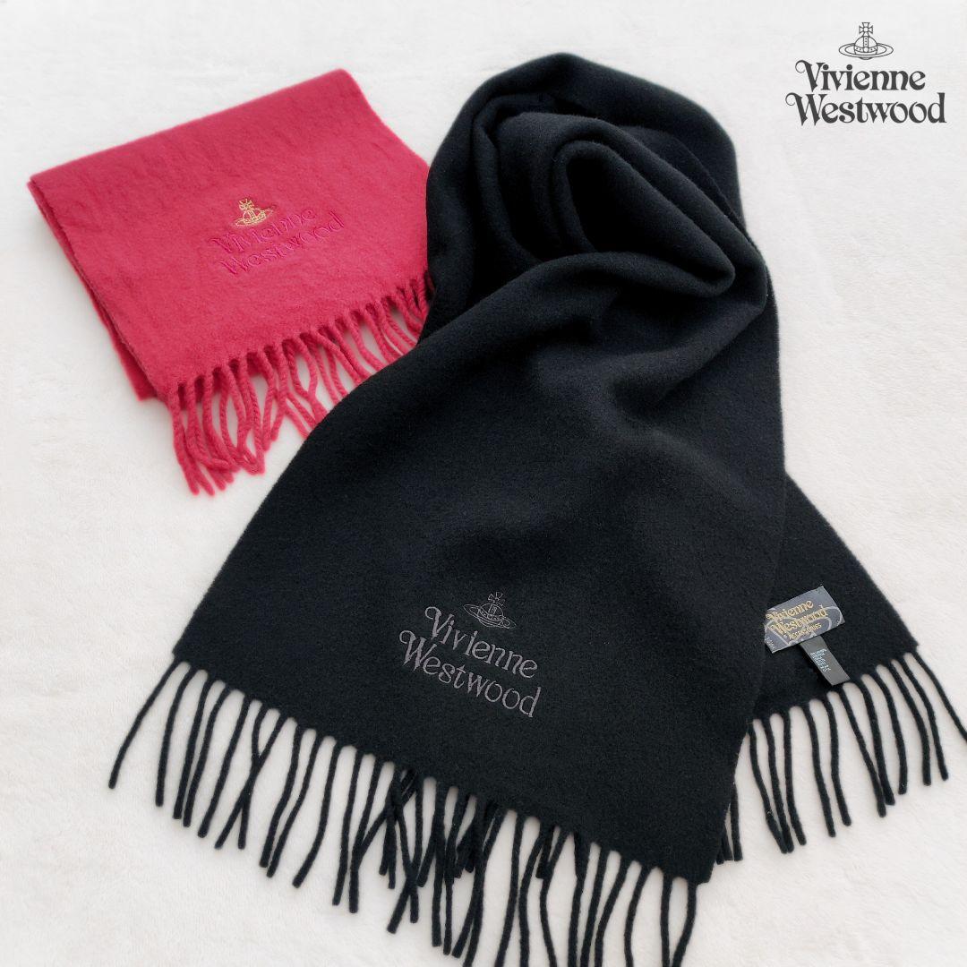 未使用 ヴィヴィアンウエストウッド ウール100％ マフラー 黒 wool