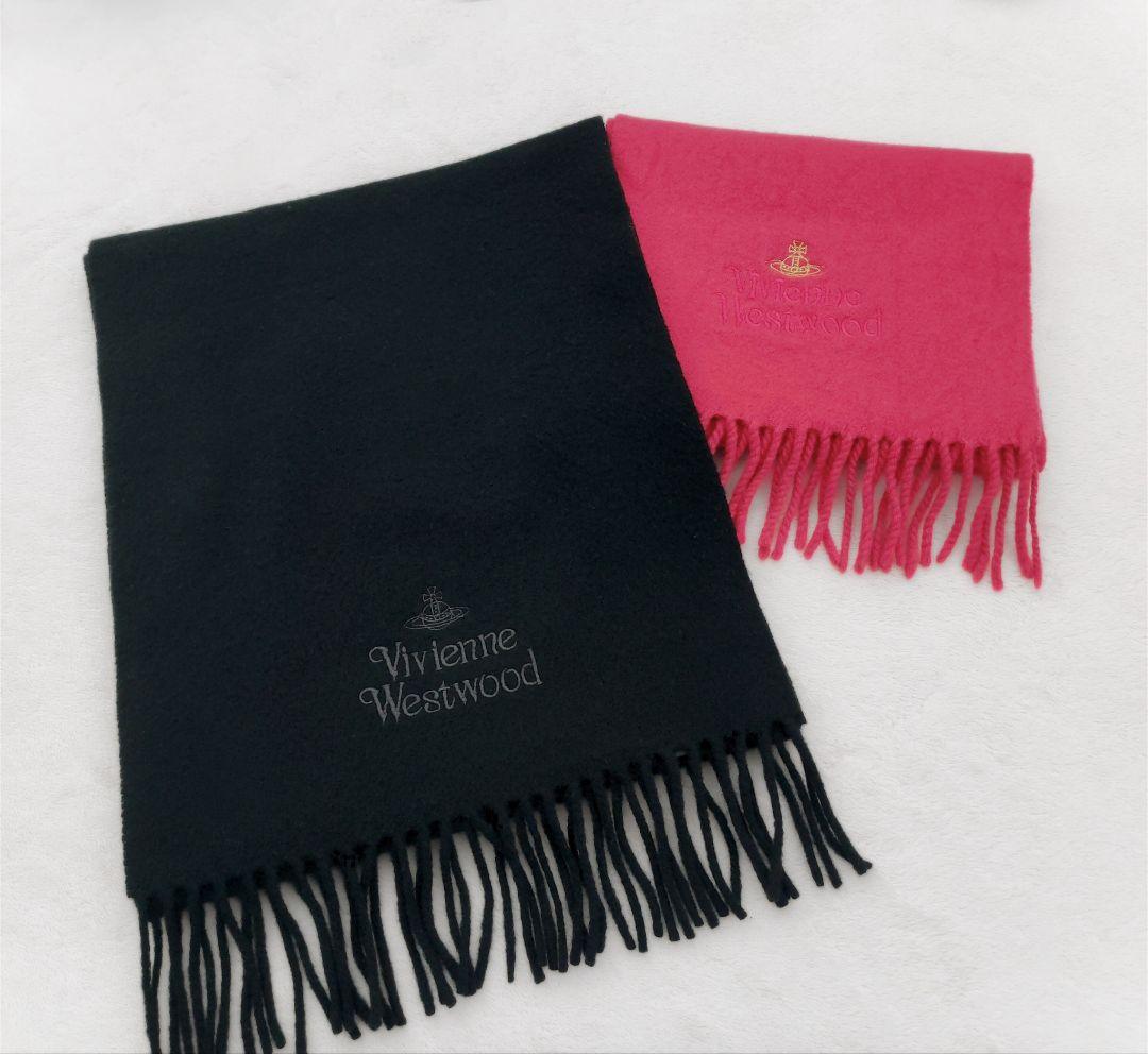 未使用 ヴィヴィアンウエストウッド ウール100％ マフラー 黒 wool
