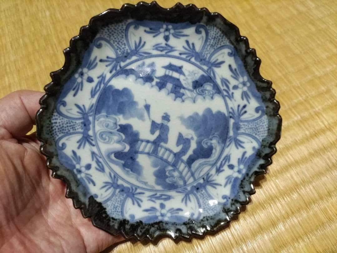 あっちゃん様　4枚価格　名工！初代　川瀬竹春　中国風　祥瑞　染付　３ツ足　皿