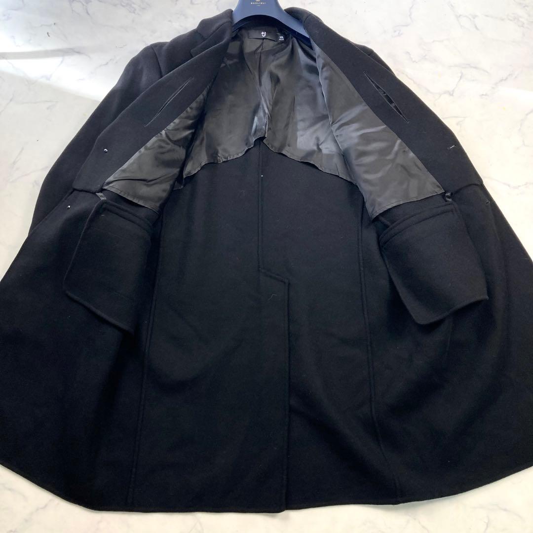 希少サイズ ユニクロ＋J ウール　チェスターコート　ブラック　XXL