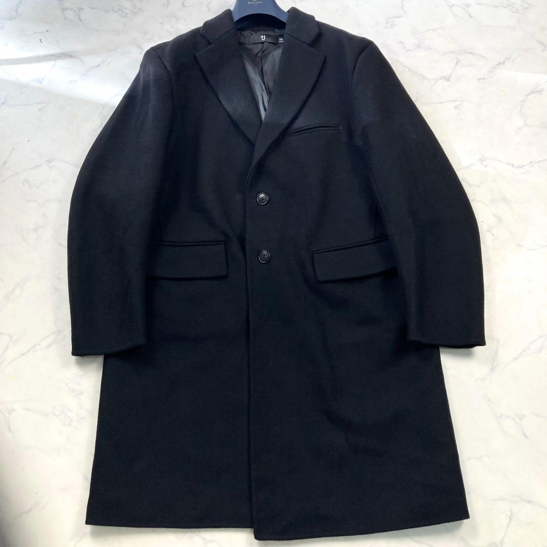 希少サイズ ユニクロ＋J ウール　チェスターコート　ブラック　XXL