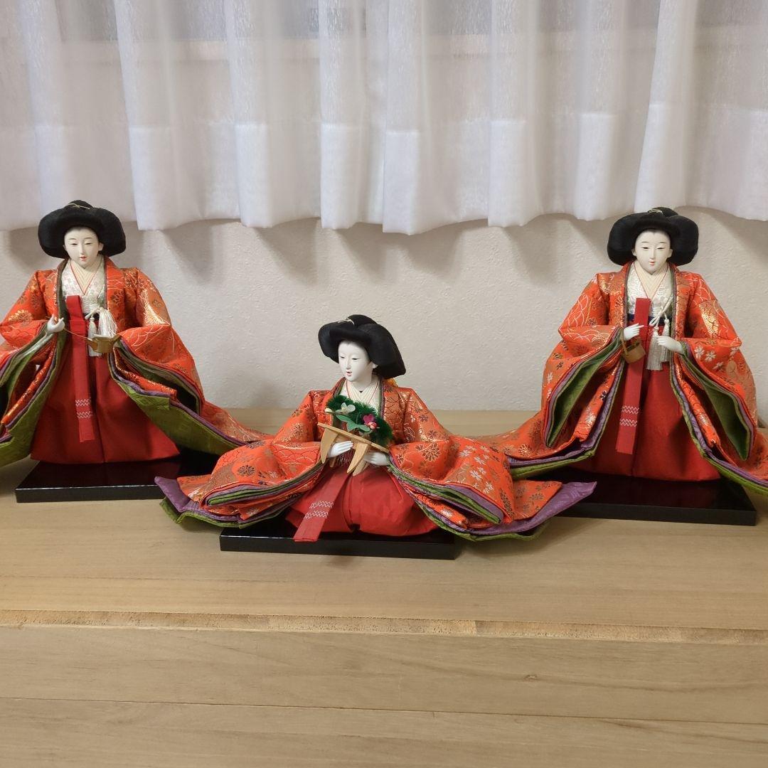 【shinsuke】お雛様七段飾り　人形15体+雪洞　桐箱入り　ビンテージ