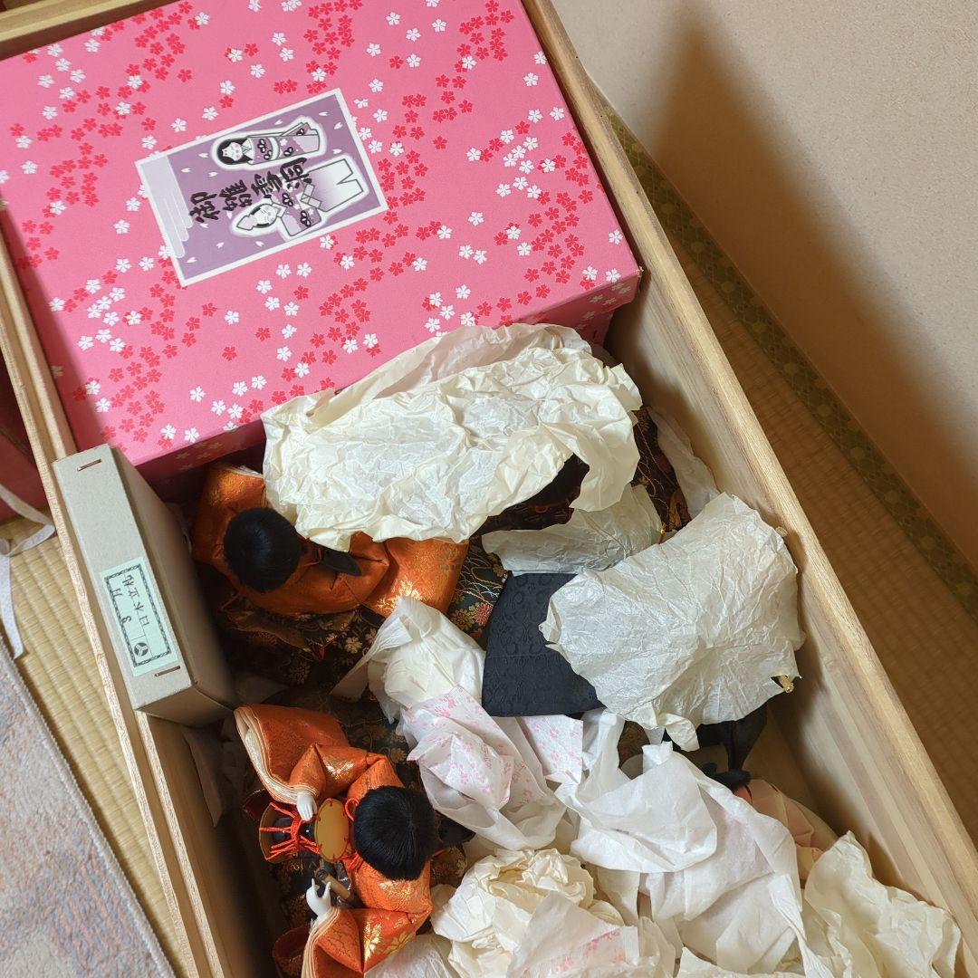 【shinsuke】お雛様七段飾り　人形15体+雪洞　桐箱入り　ビンテージ