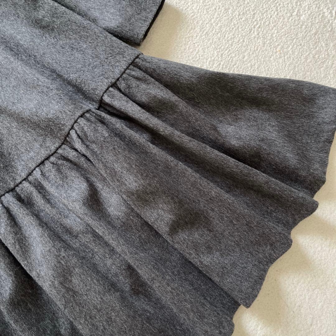 アベニールエトワール ウール カシミヤ ギャザー ワンピース グレー