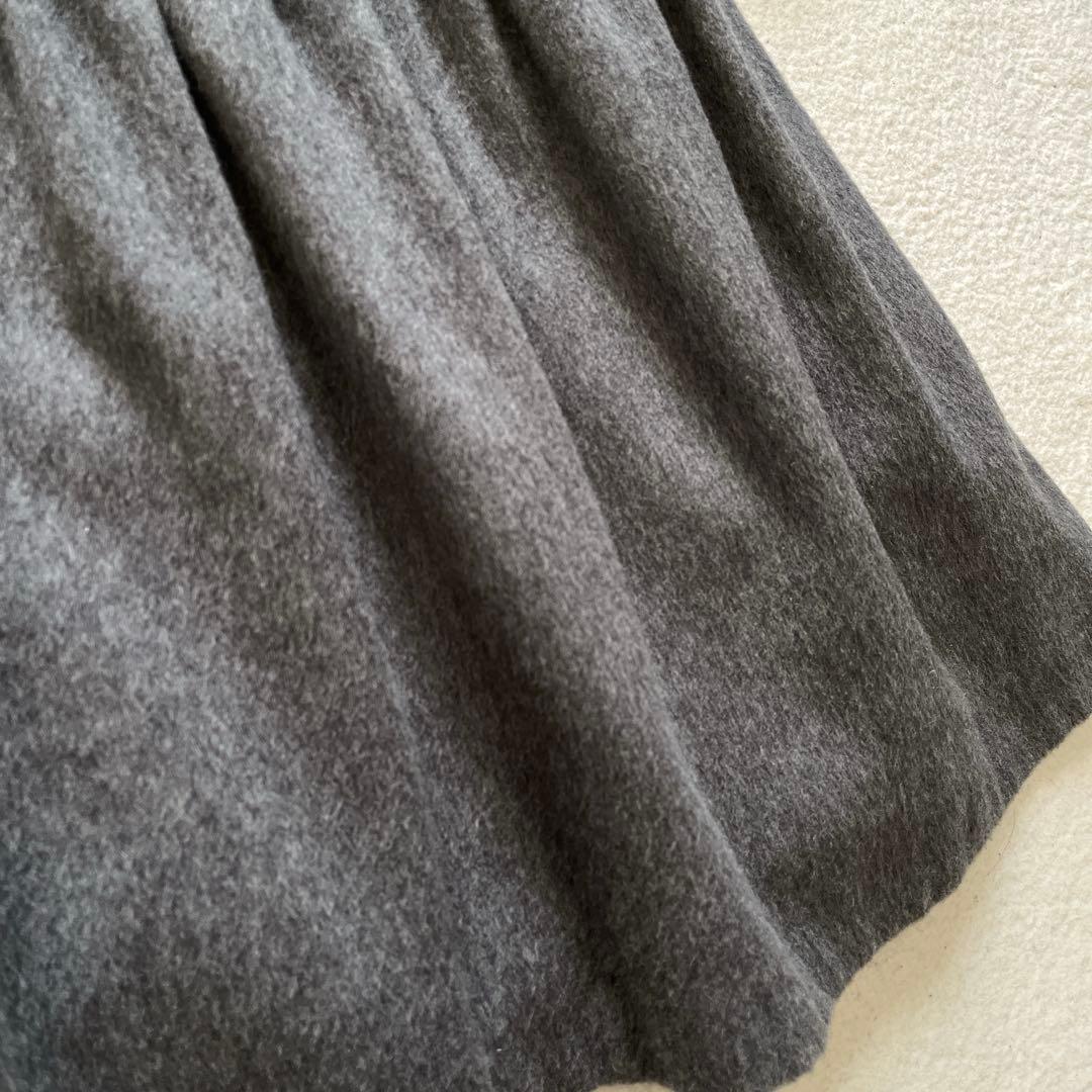 アベニールエトワール ウール カシミヤ ギャザー ワンピース グレー