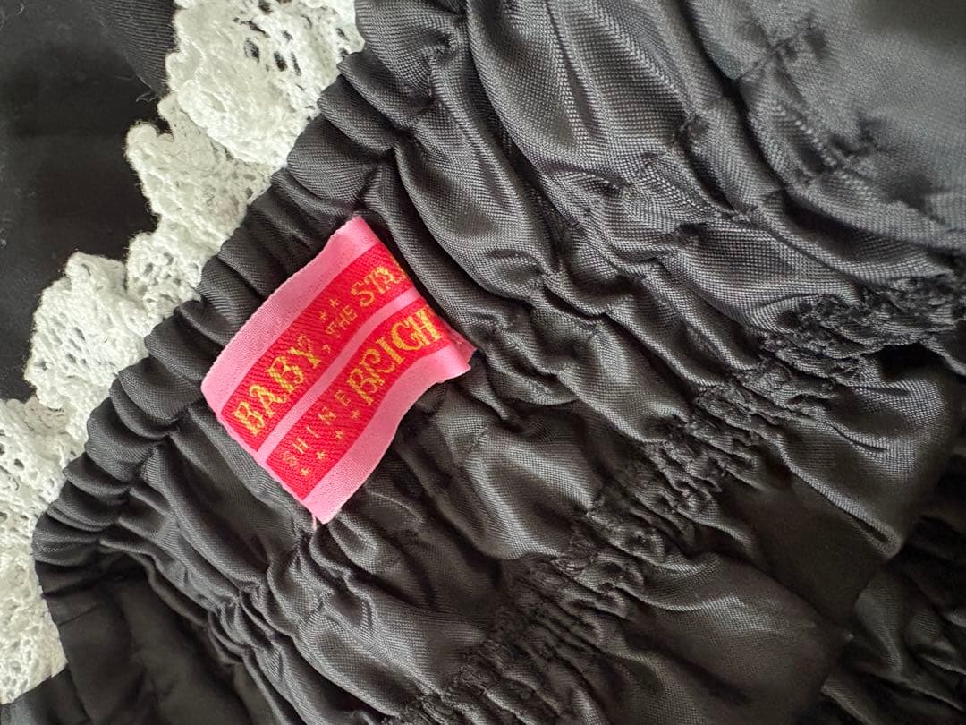 BABY ベビードールジャンパースカート 黒×オフ白 リボンコームつき