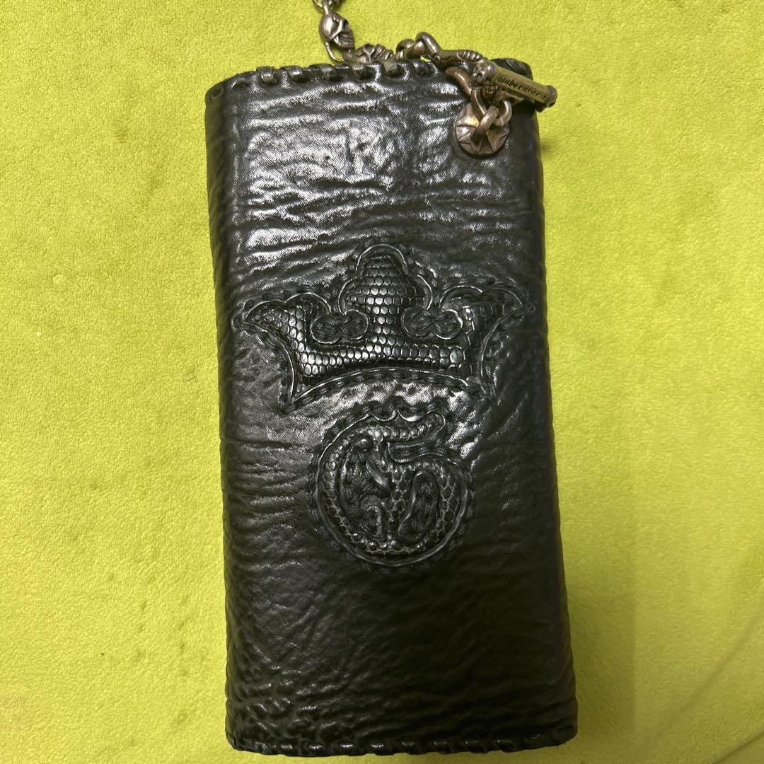 ブラックレザー ウォレットチェーン 925シルバー