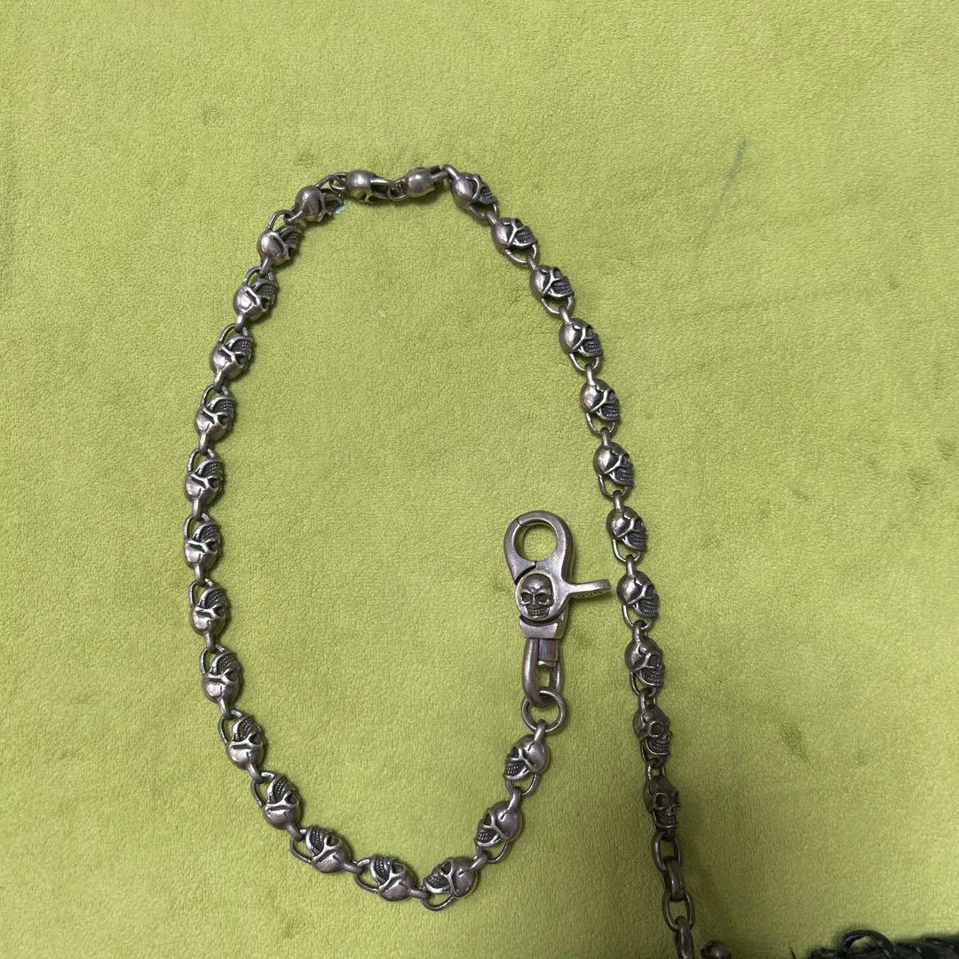 ブラックレザー ウォレットチェーン 925シルバー