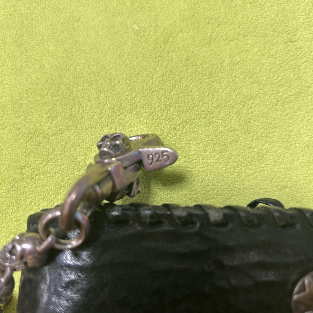 ブラックレザー ウォレットチェーン 925シルバー