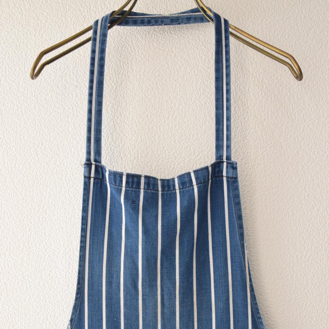 40's 40年代 ヴィンテージ インディゴ ストライプ ワークエプロン