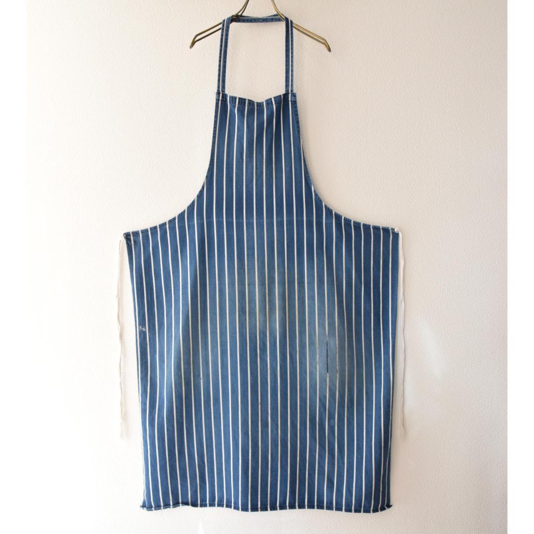 40's 40年代 ヴィンテージ インディゴ ストライプ ワークエプロン