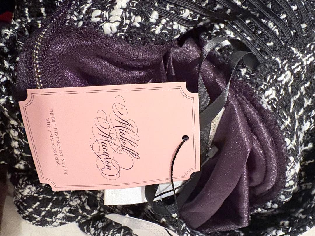 ミシェルマカロン チェックツイードフリル美脚スカート