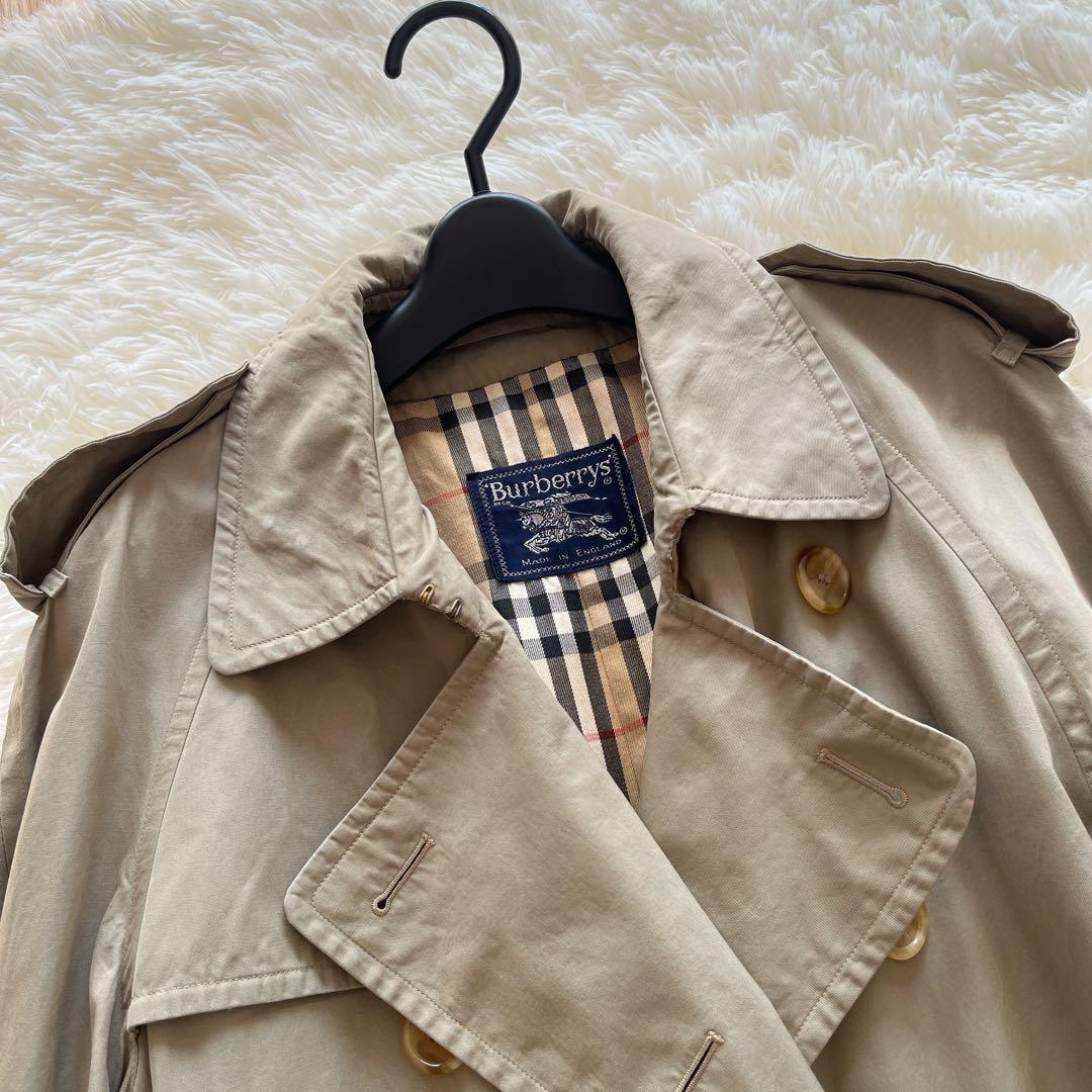 ヴィンテージ　バーバリー　トレンチコート　カーキ　ノバチェック　ベルト