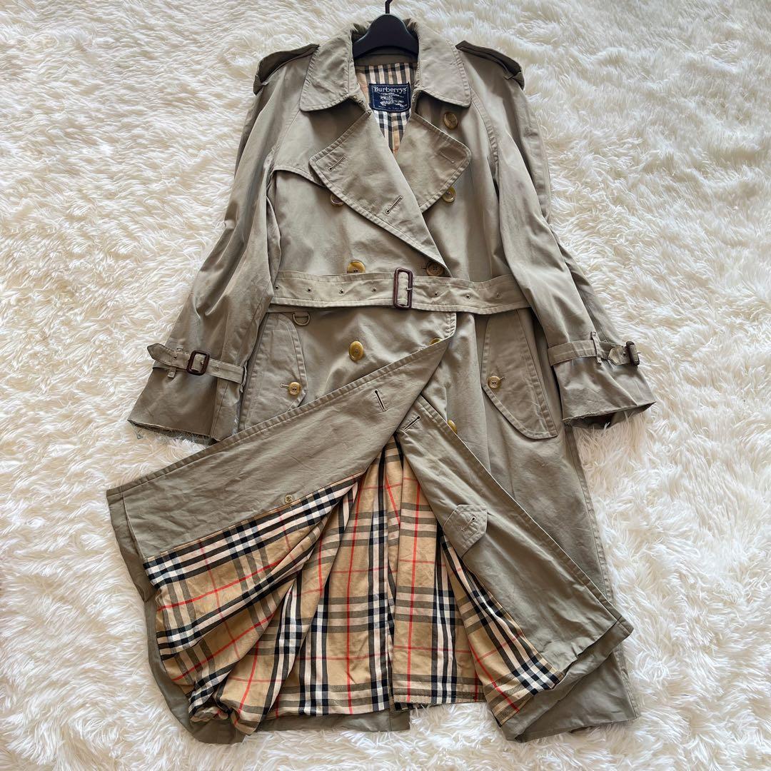 ヴィンテージ　バーバリー　トレンチコート　カーキ　ノバチェック　ベルト