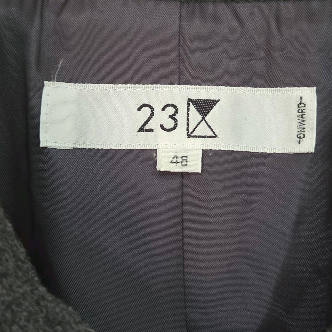 23区　ロングウールコート　48　大きいサイズ　日本製　アンゴラ混　比翼ボタン