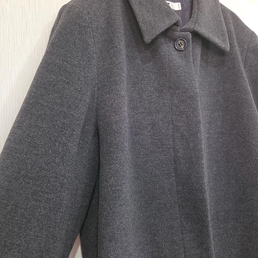 23区　ロングウールコート　48　大きいサイズ　日本製　アンゴラ混　比翼ボタン