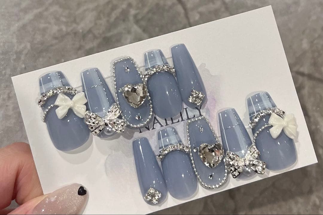 ネイルチップ マグネット ツイード 結晶 リボン キラキラ ガーリー