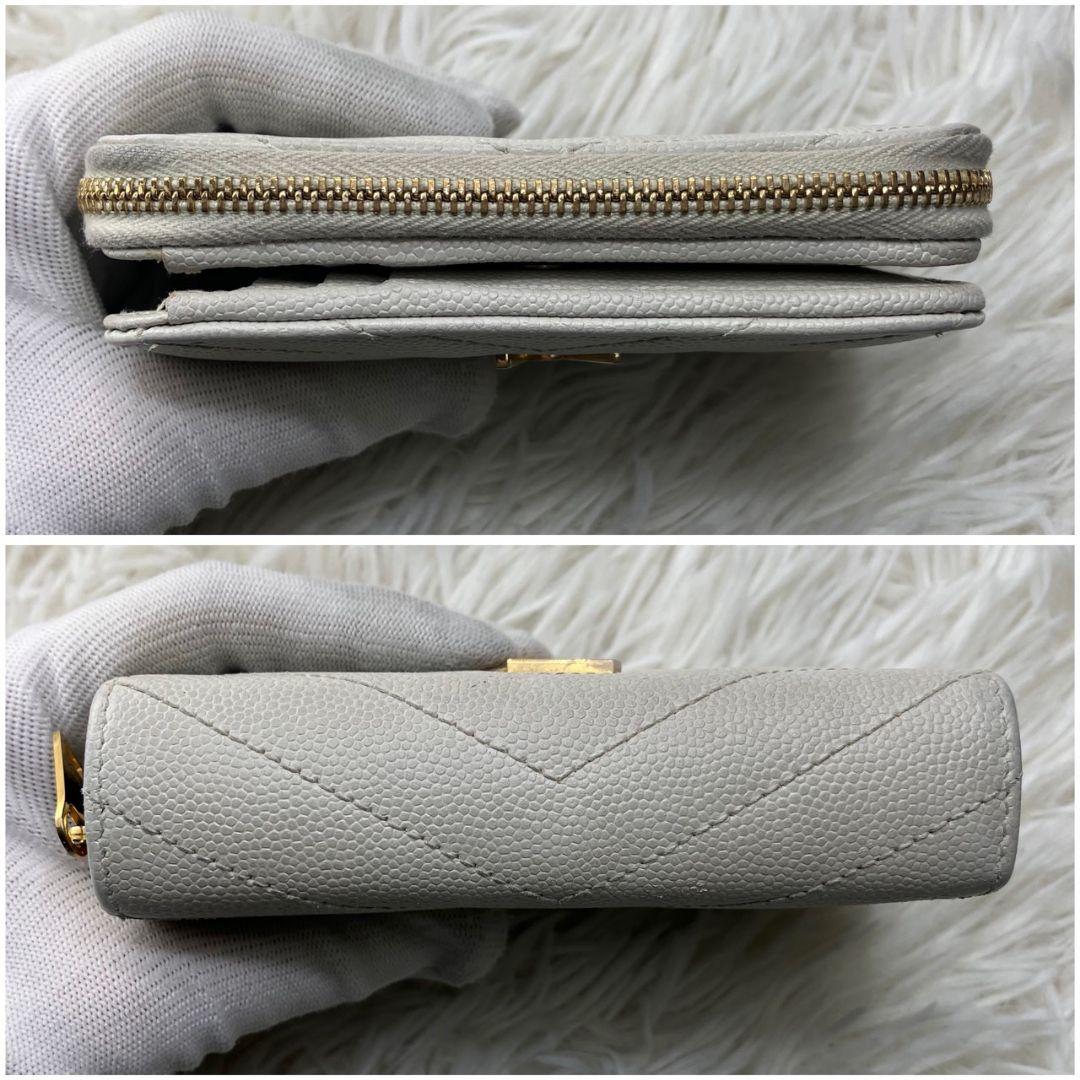 極美品✨イヴサンローラン YSL 財布 コンパクト ホワイト系 レディース