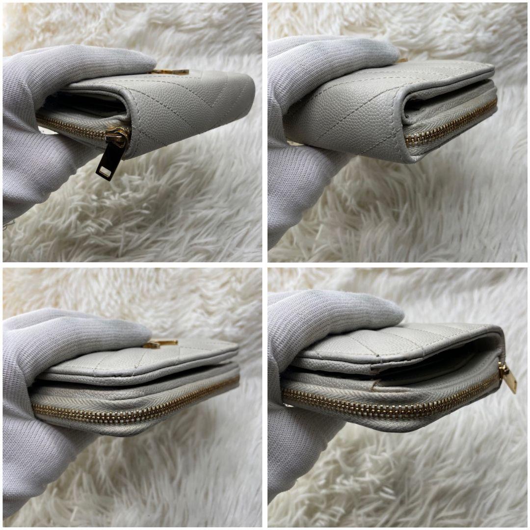 極美品✨イヴサンローラン YSL 財布 コンパクト ホワイト系 レディース