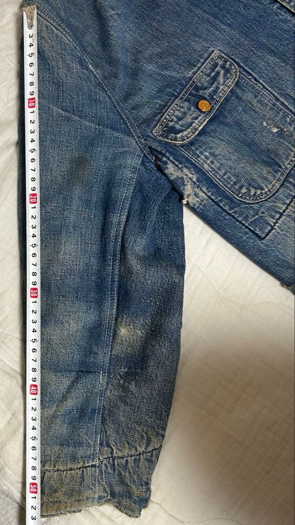 ヴィンテージ　デニムカバーオール コーデュロイ襟付き