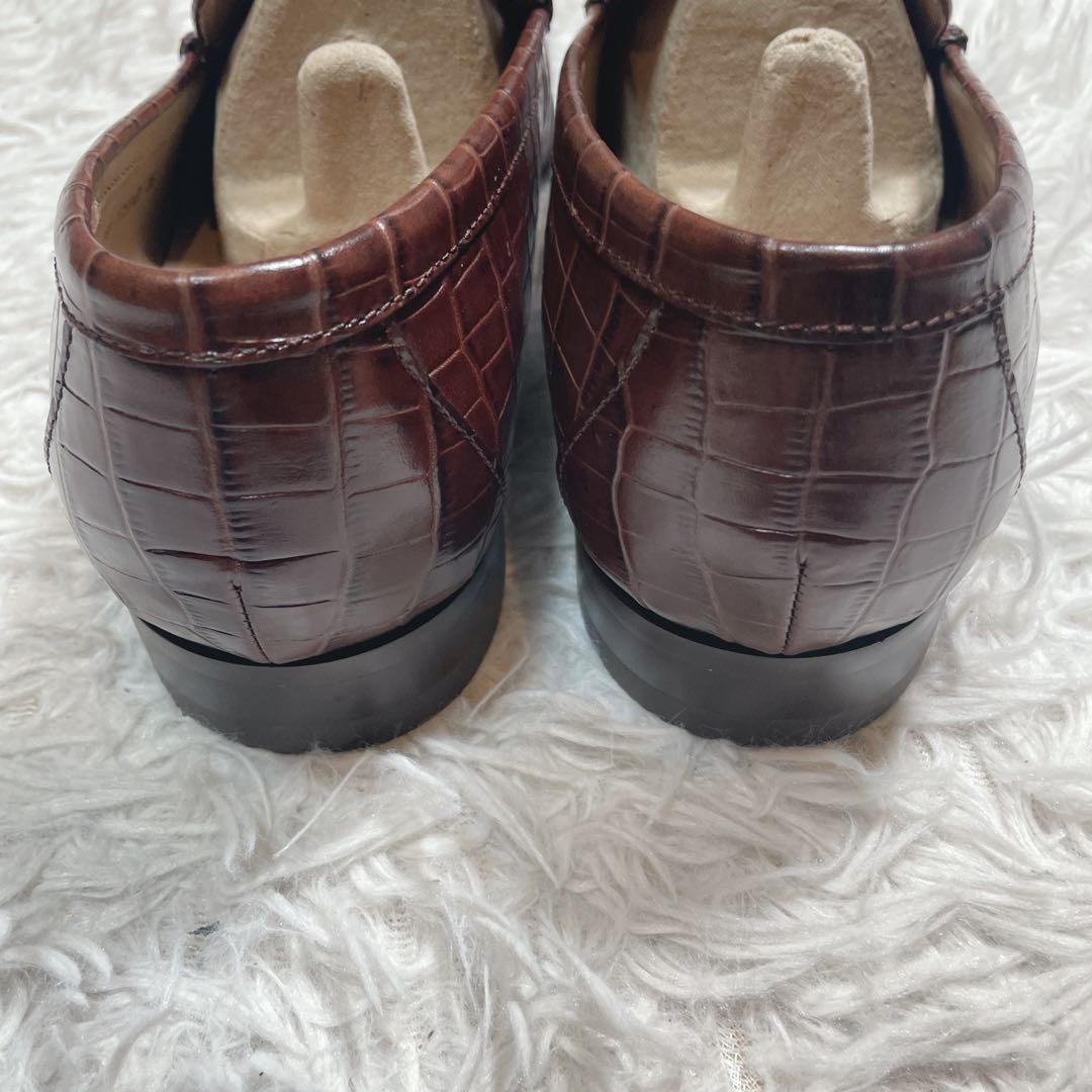 新品　未使用　リーガル　クロコ型押し　スリッポン　ローファー　ブラウン　26.5