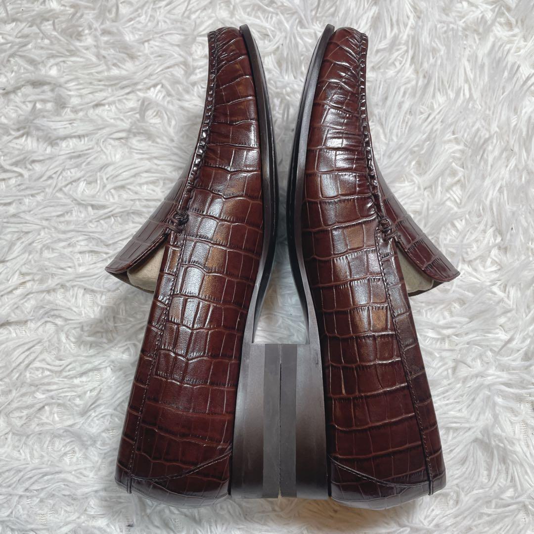 新品　未使用　リーガル　クロコ型押し　スリッポン　ローファー　ブラウン　26.5