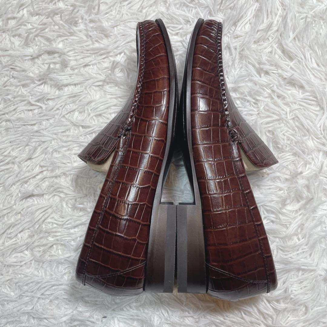 新品　未使用　リーガル　クロコ型押し　スリッポン　ローファー　ブラウン　26.5
