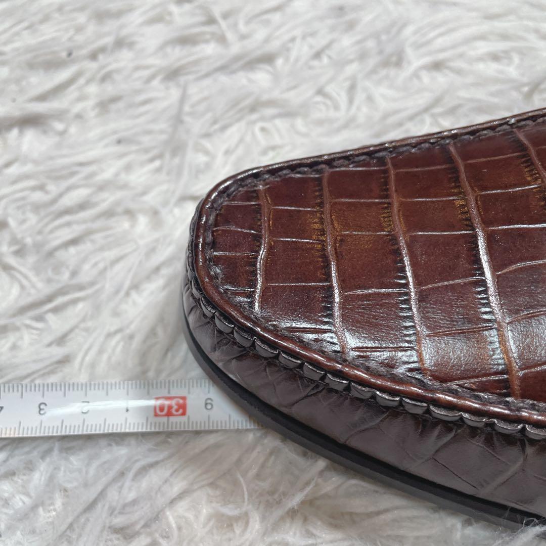 新品　未使用　リーガル　クロコ型押し　スリッポン　ローファー　ブラウン　26.5