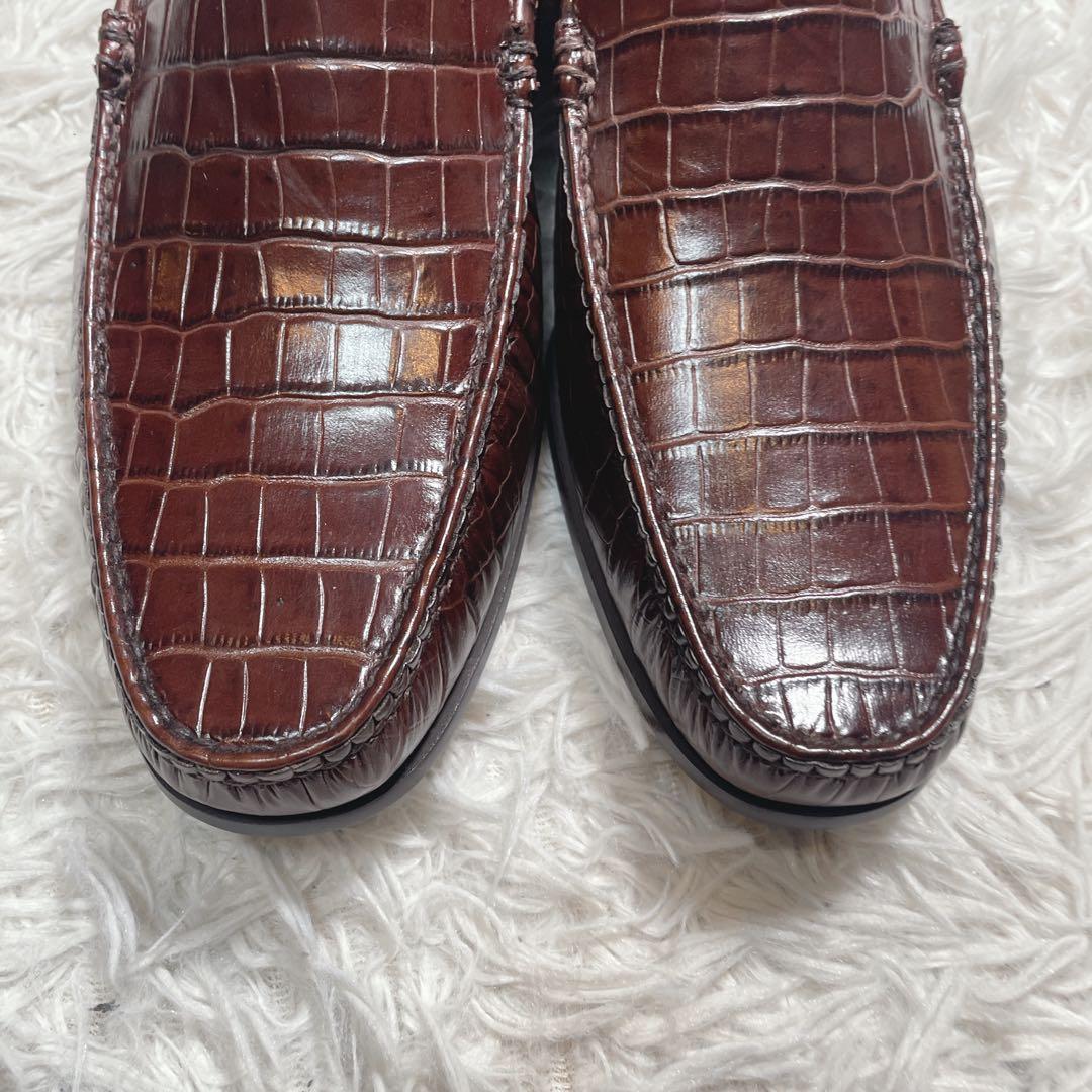 新品　未使用　リーガル　クロコ型押し　スリッポン　ローファー　ブラウン　26.5
