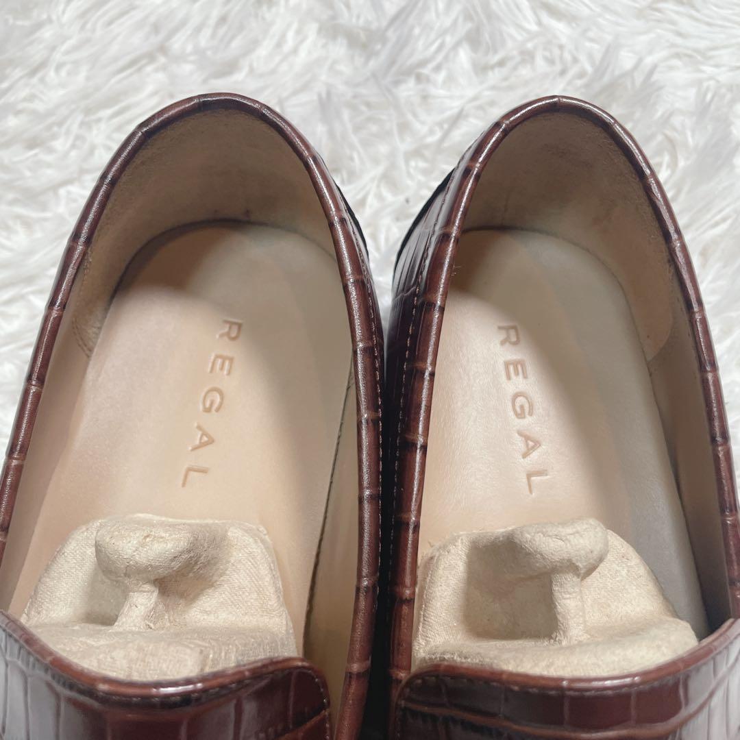 新品　未使用　リーガル　クロコ型押し　スリッポン　ローファー　ブラウン　26.5