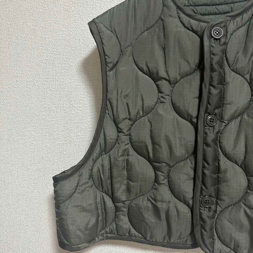 HYKE ハイク QUILTED CROPPED VEST OLIVE DRAB