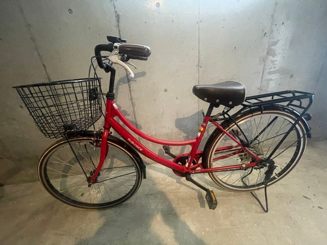 【直接引取限定】赤いシティサイクル 前面バスケット付き