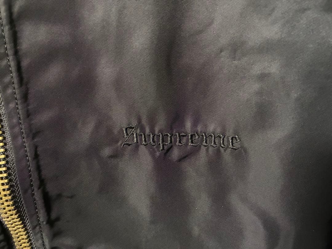 超美品！Supreme Reversible Checkered MA-1 黒S