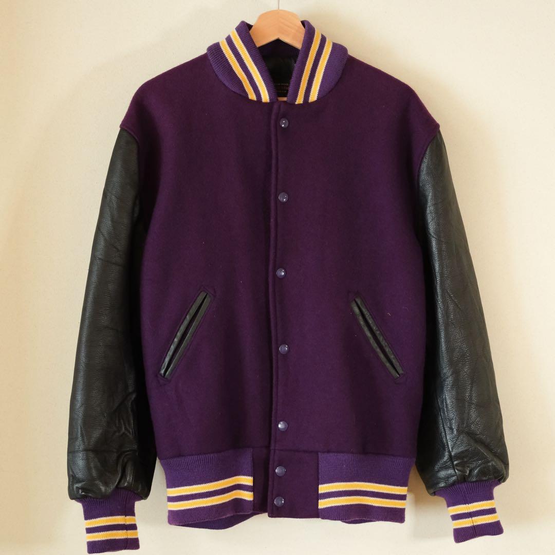 SKOOKUM レターマンジャケット 100%ウール×レザー袖 40