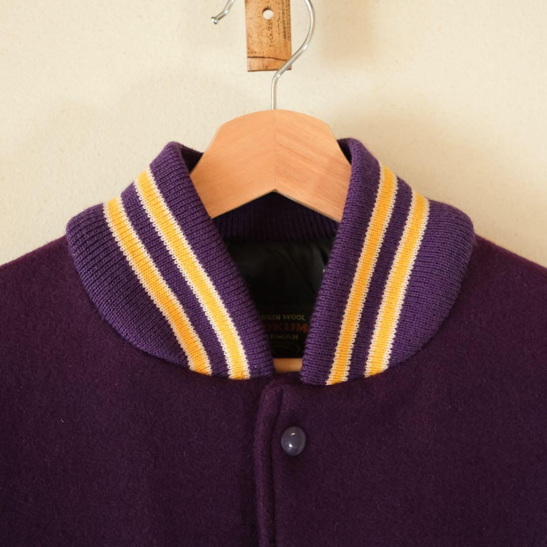 SKOOKUM レターマンジャケット 100%ウール×レザー袖 40