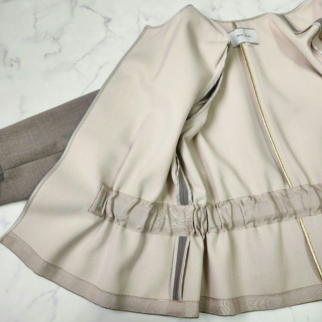 BEIGE, ベイジ　ノーカラージャケット 上品 ショート丈 ※金具タグ欠品