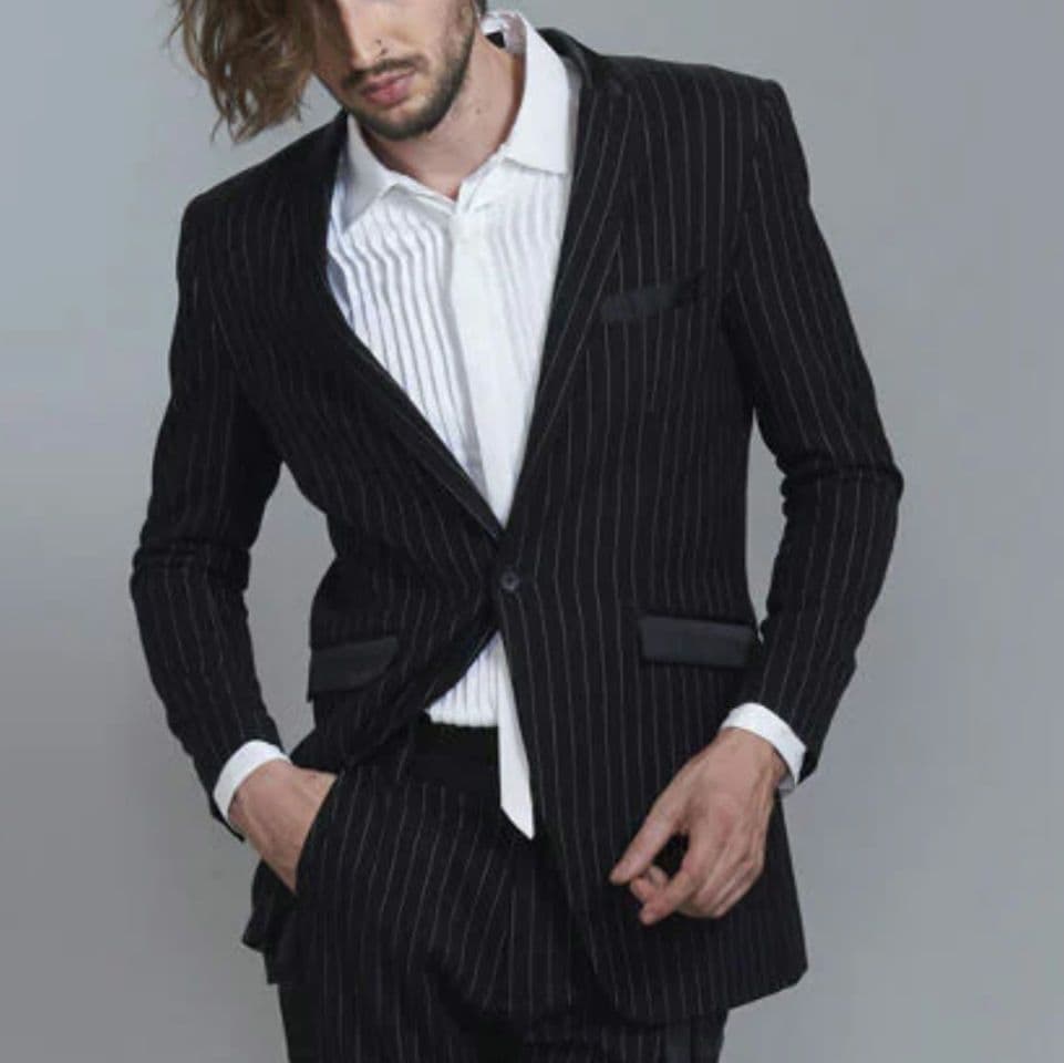 美品■NO ID. BLACK セットアップ ブラック×ストライプ