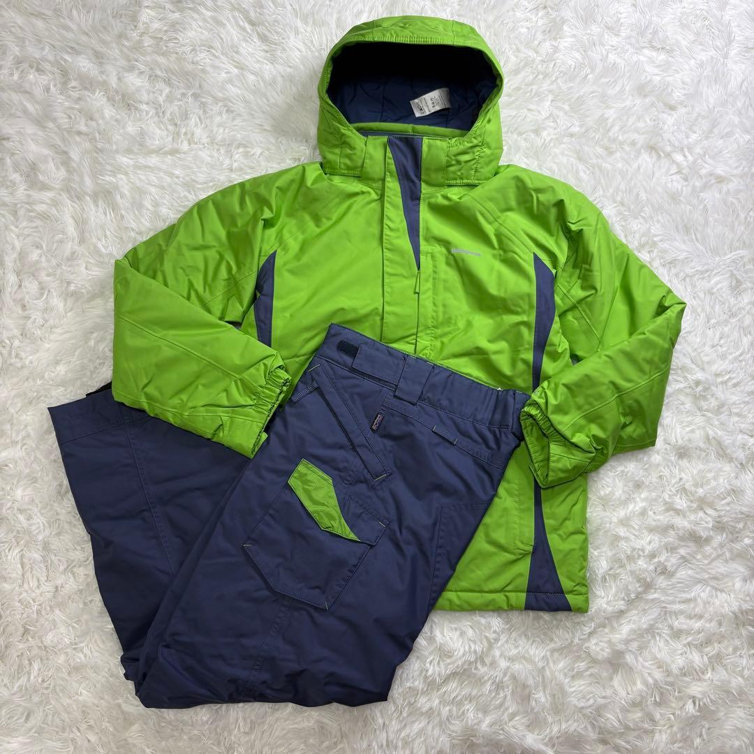 パタゴニアPatagoniaスキーウェアボーイズXL(14)グリーン系ネイビー系