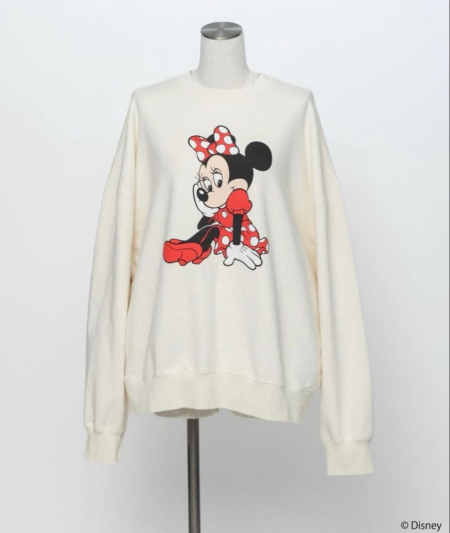 wcj ミニーマウス プリント クルーネック スウェット