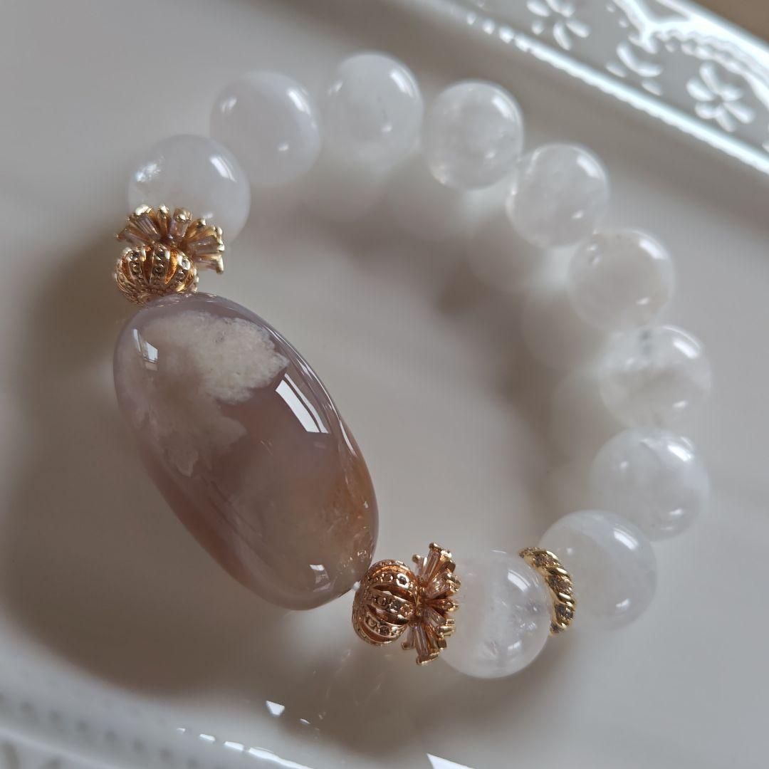 高品質！特大グレー桜瑪瑙どんころ　ホワイトガーデン