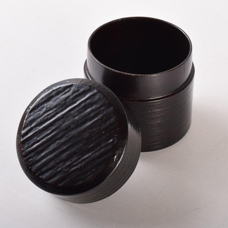 マル　茶道具　山中塗　中村宗悦作　真塗曲　雪吹棗　共布共箱　V　7456